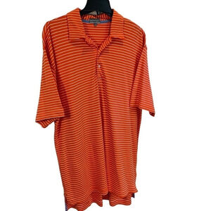Alan Flusser golf shirt EUC orange stripe xl f29